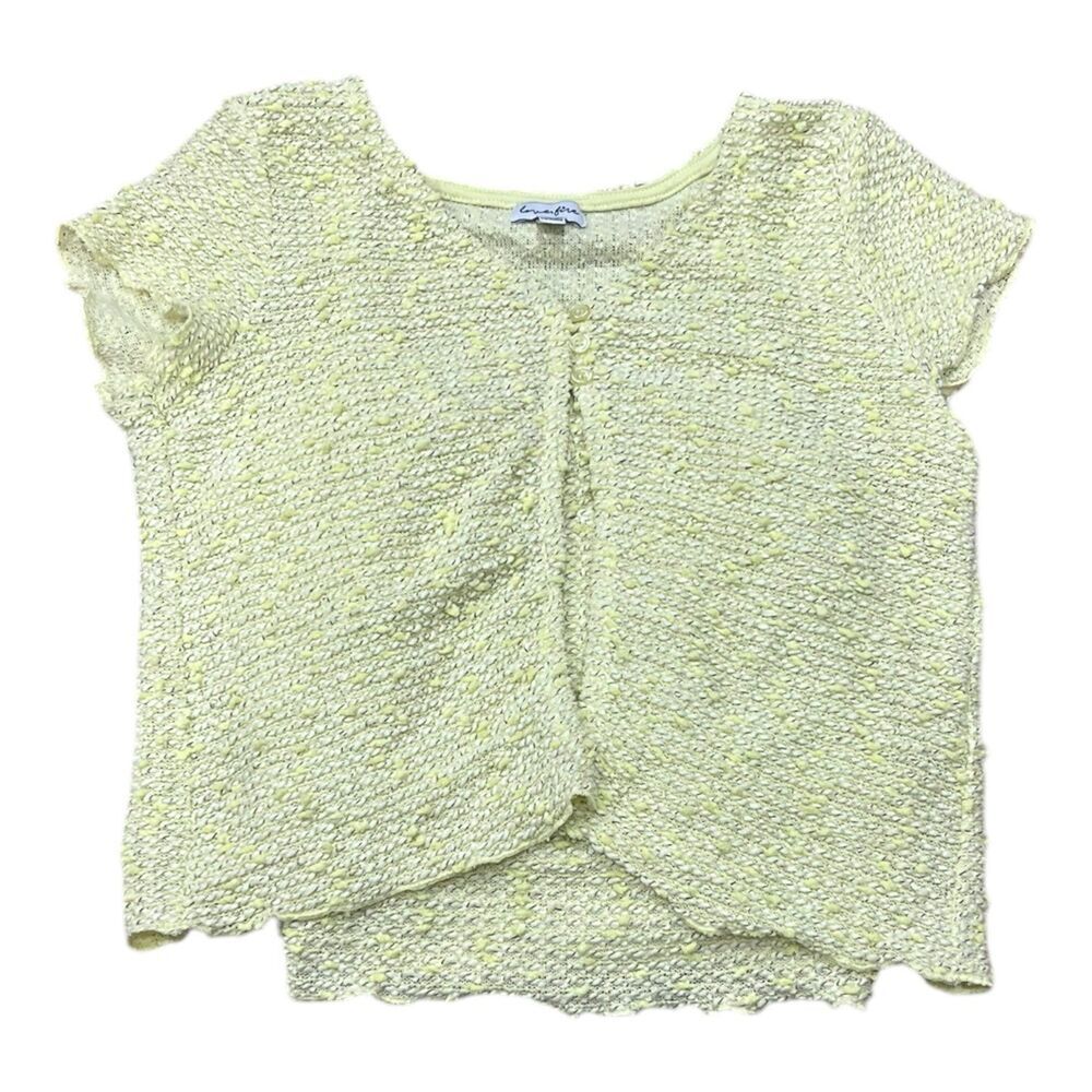 Love, Fire Yellow Textured Knit Cami and Cardigan Combo Girl M